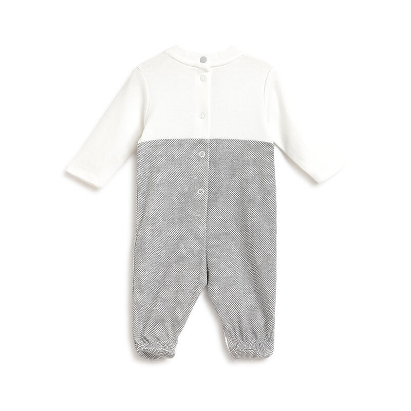Boys Grey Embellished Leg Opening Babysuit image number 1